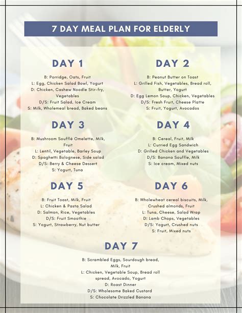 7 Day Meal Plan for Elderly