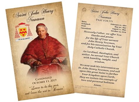 St. John Henry Newman Canonization Holy Card