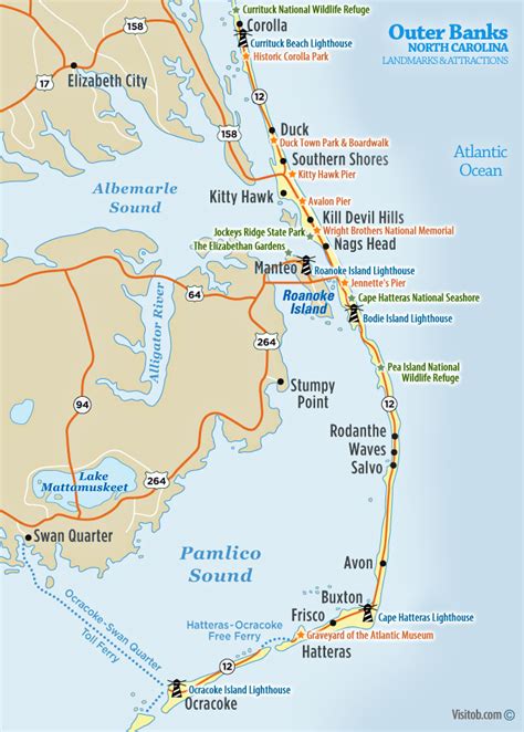 Map of Landmarks & Historic Sites | Visit Outer Banks | OBX Vacation Guide