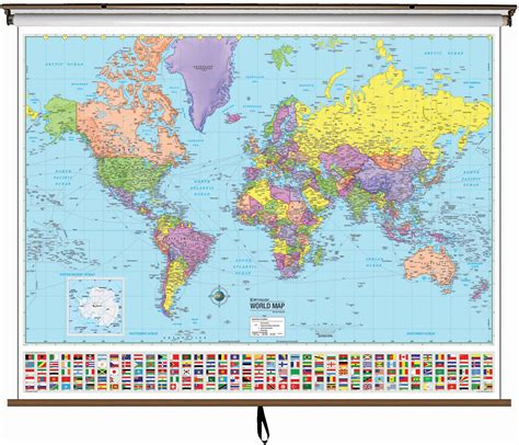 Classroom World Map World Advanced Political Mounted Wall Map | Porn Sex Picture