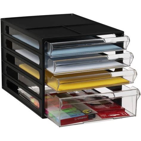 J.Burrows Desktop File Storage Organiser 4 Drawer Black | Officeworks