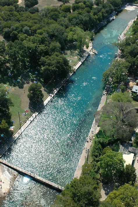 Barton Springs Pool, Austin, Texas - natural spring fed pool, averages 68 degrees year round ...