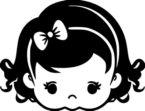 Baby Girl, Black and White Vector illustration 23852865 Vector Art at ...