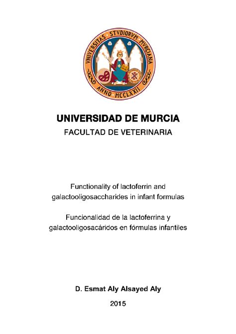 (PDF) Functionality of lactoferrin and galactooligosaccharides in infant fórmulas= Funcionalidad ...