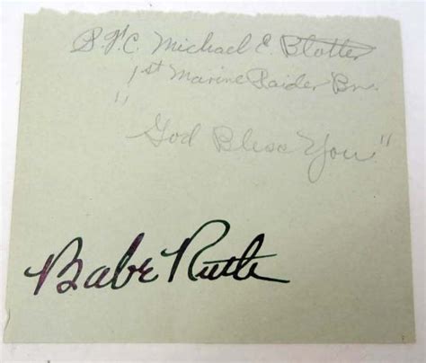 BABE RUTH SIGNATURE ON PAPER : Lot 321