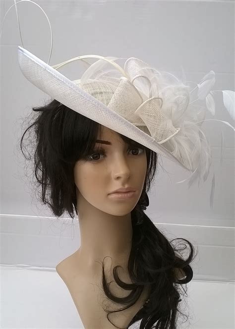Off White/white Fascinator Stunning Disc with plumed feathers ..wedding, races.