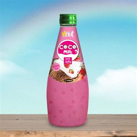 290ml VINUT Bottle Coconut Milk with Jelly Strawberry flavour