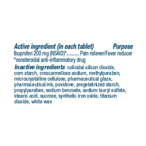 Advil Pain Reliever/Fever Reducer, 200 mg, Coated Tablets-Ingredients