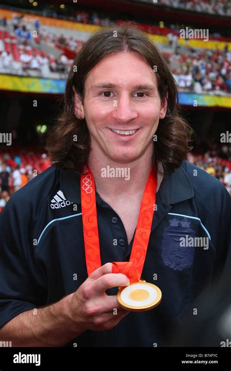 Lionel Messi ARG AUGUST 23 2008 Football Beijing 2008 Olympic Games Lionel Messi Celebrates ...