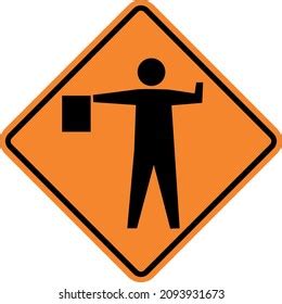 Flagger Ahead Sign Road Works Ahead Stock Vector (Royalty Free ...