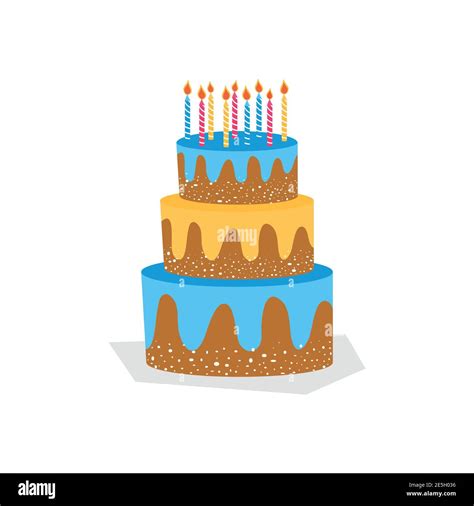 Big cake flat icon isolated white background - Happy Birthday Stock Vector Image & Art - Alamy