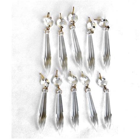 Crystal Prisms Chandelier Parts 10 Pcs Prism Brass Hooks 4 Inch Spire ...