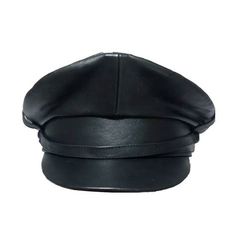 Leather Cap- Cap With Genuine Cowhide Leather and Black Color