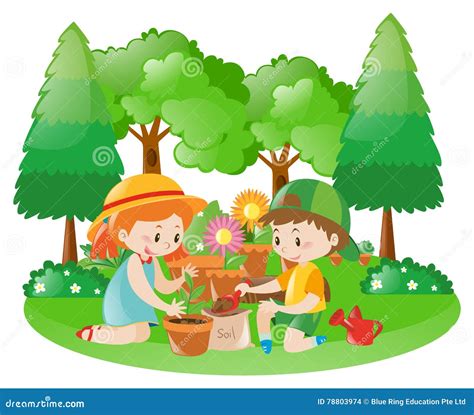 Children Planting Trees Clip Art