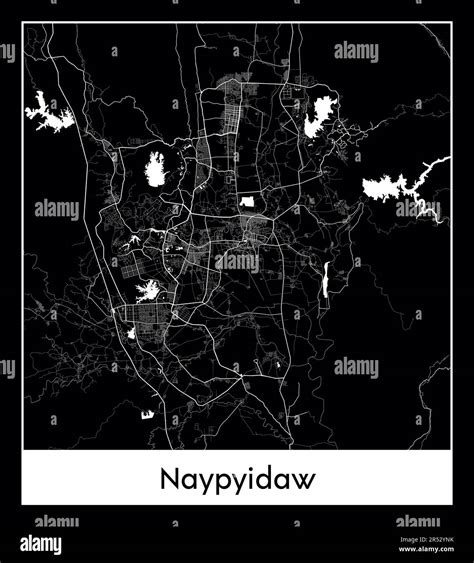 Minimal city map of Naypyidaw (MyanmaMinimal city map of Naypyidaw (Myanmar Asia)r Asia Stock ...