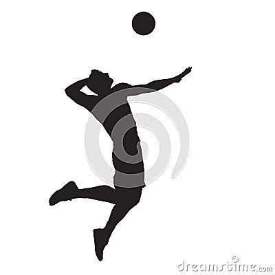 Volleyball Player Spiking Ball, Isolated Vector Silhouette ...