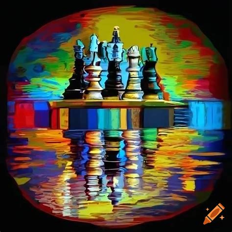 Colorful chess board inspired by van gogh