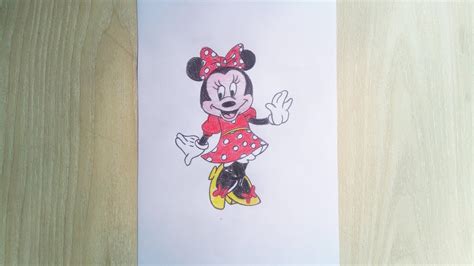 How to draw a minnie mouse cartoon || Colour drawing for kids - YouTube