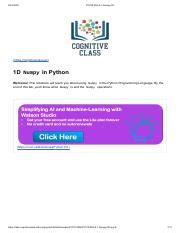 PY0101EN-5-1-Numpy1D.pdf - 5/21/2020 PY0101EN-5-1-Numpy1D https:/cognitiveclass.ai/ 1D Numpy in ...