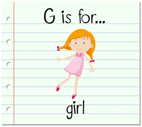 Flashcard alphabet g is for girl Vector | Free Download