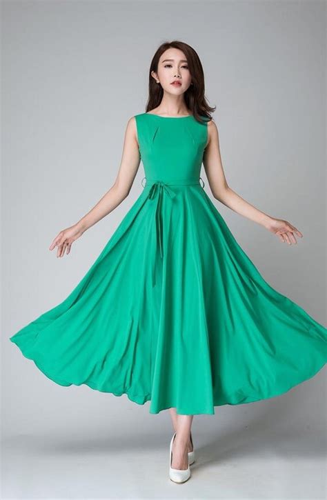 turquoise dress handmade dress fit flare dressMaxi chiffon