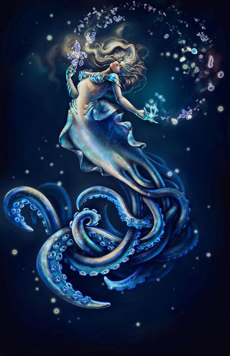 sea creature mermaid monster Squid octopus Magic fantasy girl beauty underwater photoshop ...