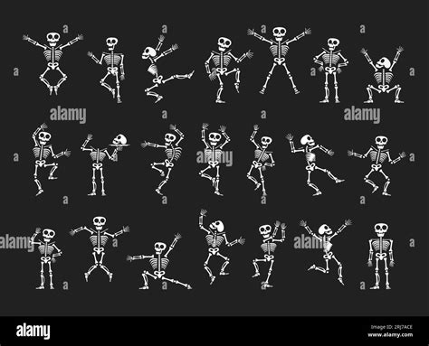 Skeletons dancing with different positions flat style design vector ...