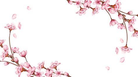 Spring Cherry Blossom Border Romantic Decorative Flowers, Spring ...