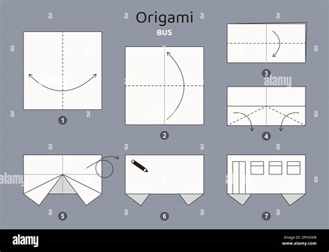 Origami tutorial for kids. Origami cute bus Stock Vector Image & Art - Alamy