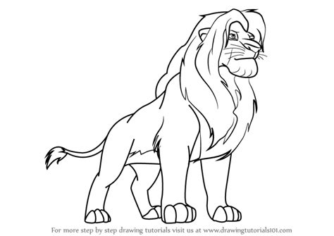 How to Draw Simba from The Lion King - DrawingTutorials101.com in 2024 ...