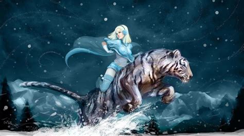 fantasy Art, Tiger, Women, Snow Wallpapers HD / Desktop and Mobile Backgrounds