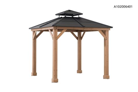 Berkley Jensen 8' X 8' Hardtop Gazebo With Wood Poles ...