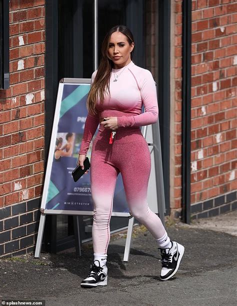 Lauryn Goodman looks incredible in pink and white ombre leggings as she is seen leaving the gym ...