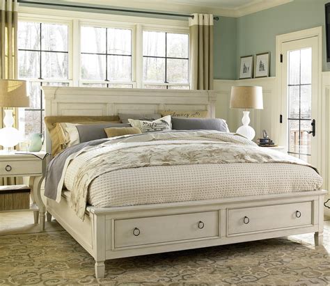 Country-Chic Wood King Size White Storage Bed | Zin Home