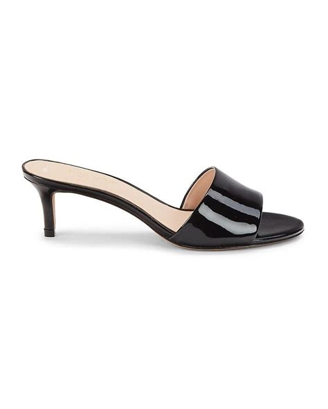 Kate Spade Savvi Patent Leather Kitten-heel Sandals in Black | Lyst