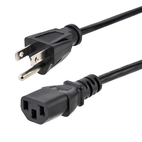 Buy StarTech.com 10ft (3m) Computer Power Cord, NEMA 5-15P to C13, 10A 125V, 18AWG, Black ...