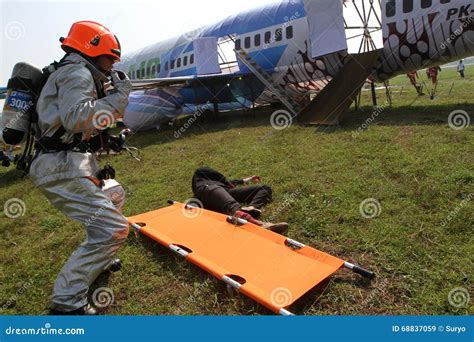 Plane crash simulation editorial stock image. Image of boyolali - 68837059