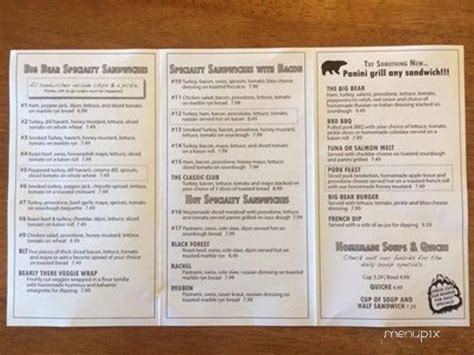 Menu of Big Bear Deli in Post Falls, ID 83854