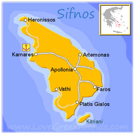 Map of Sifnos - Greek Islands