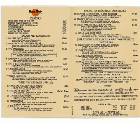 HARD ROCK CAFE MENU SINGAPORE PRICES 2024