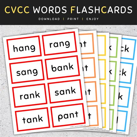 CVCC Words Flash Cards: Short Vowels (A E I O U), CVCC Words List, [SET ...