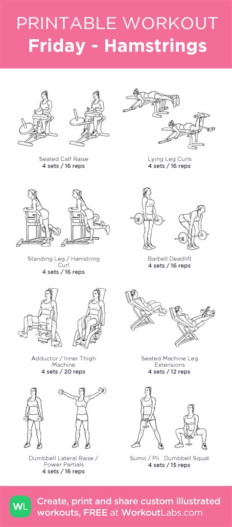 Friday - Hamstrings Workout Labs, Gym Workouts, At Home Workouts, Workout Routines, Fitness Tips ...