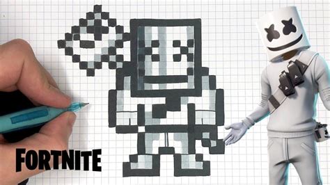 dessin pixel fortnite skin facile TUTO PIXEL ART MARSHMELLO SKIN FORTNITE YouTube | Pixel art ...