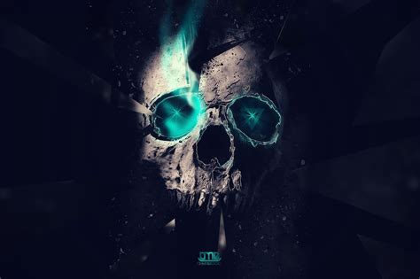 Skull Ghost Wallpaper At Dark Wallpapers Data Src - Skull With Glowing ...