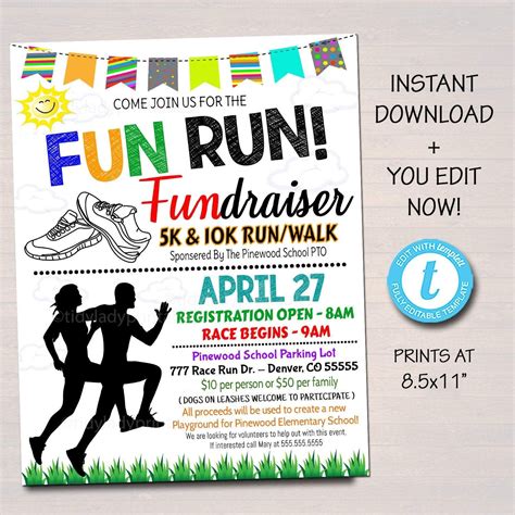 Fun Run Flyer Printable Template | Fundraising, Fundraising events, School community