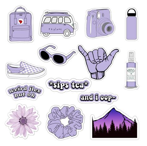 Buy Vsco Girls Stickers for Water Bottles Big 14-Pack, Purple ...