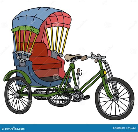 Classic cycle rickshaw stock vector. Illustration of cartoon - 90398877