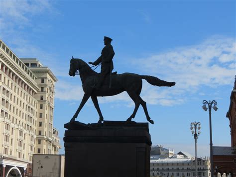 Equestrian statue of Georgy Zhukov in Moscow Russia