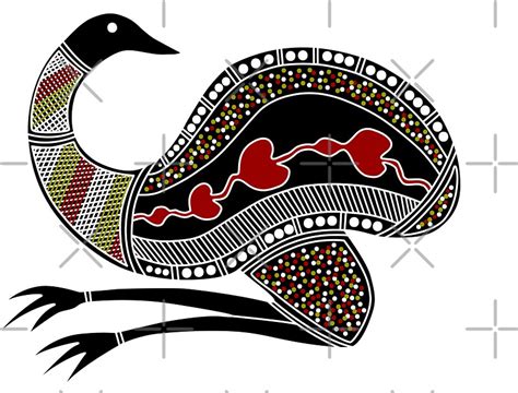 "Aboriginal Art Emu - The Emu" Stickers by HogarthArts | Redbubble