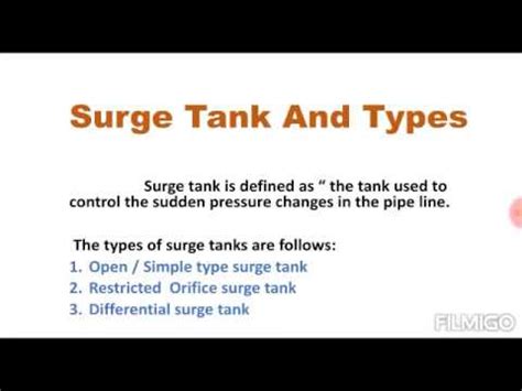 Surge tank|Surge tank and its types- in hydroelectric power plant - YouTube